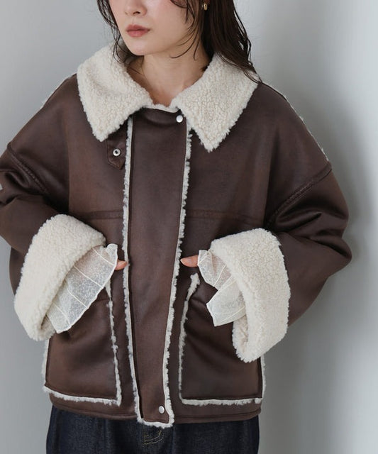 『預訂』日本 Bab 仿麂皮絨 x 羊羔毛短版外套