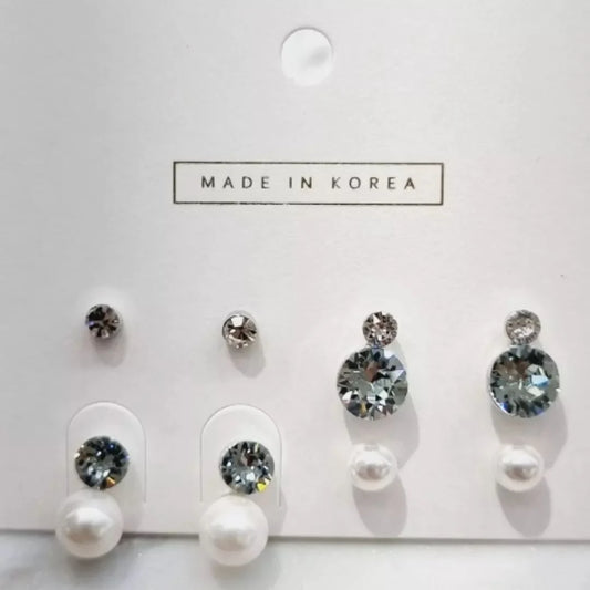 SE005 [ Swarovski ] Crystal & Pearl Earring Set