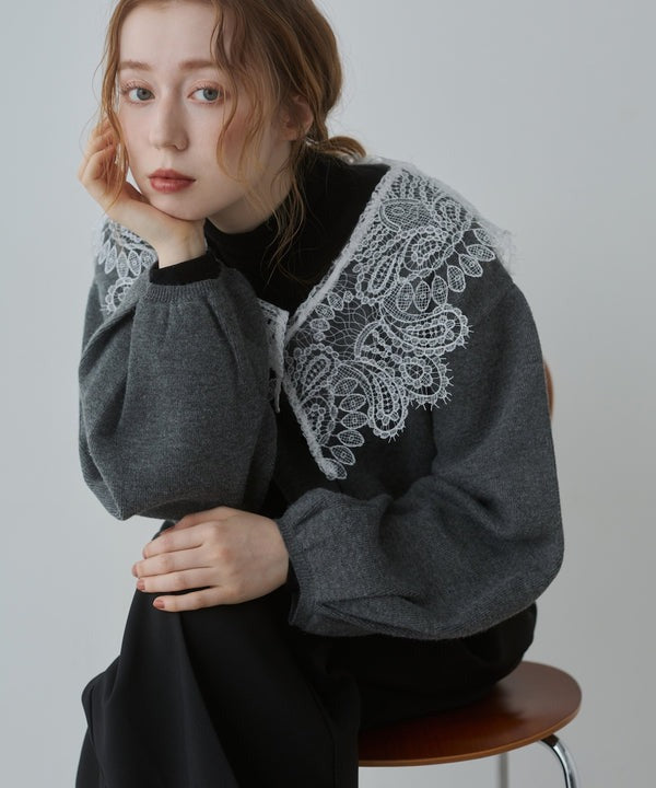 『預訂』日本 Bab 蕾絲領短款針織外套