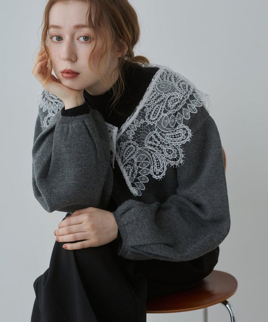 『預訂』日本 Bab 蕾絲領短款針織外套