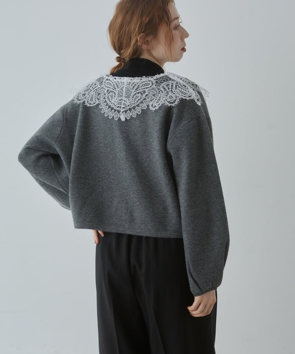 『預訂』日本 Bab 蕾絲領短款針織外套