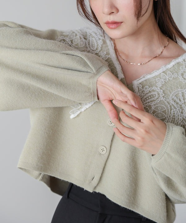 『預訂』日本 Bab 蕾絲領短款針織外套
