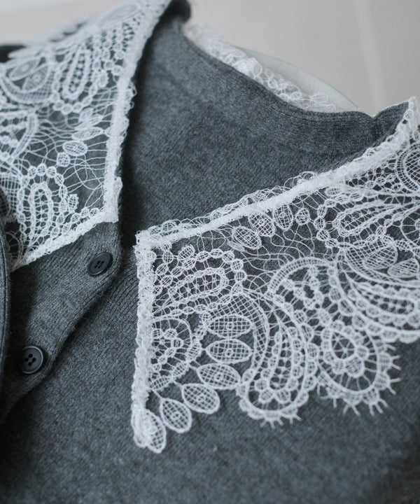 『預訂』日本 Bab 蕾絲領短款針織外套