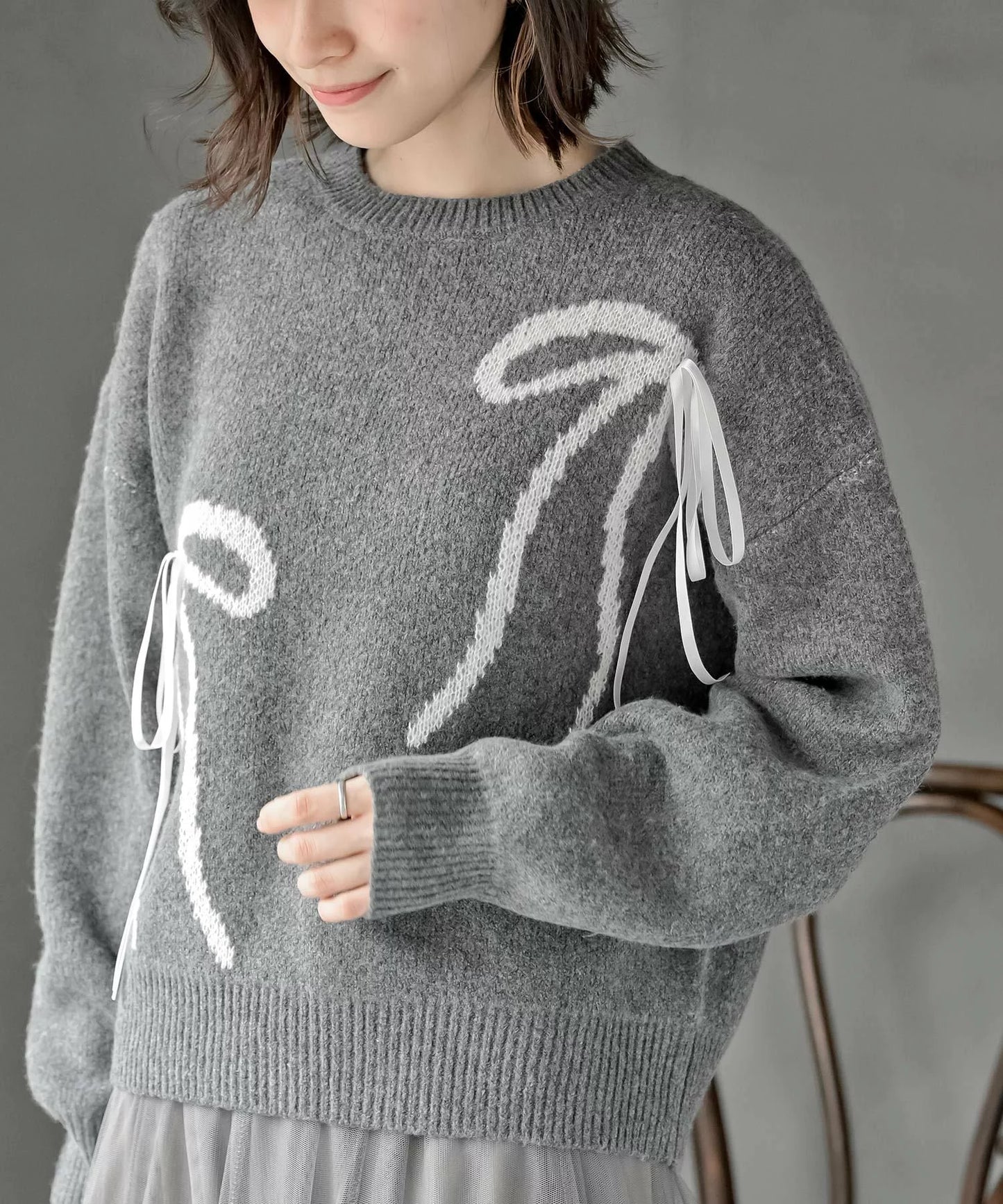 『預訂』日牌 蝴蝶結針織套頭衫