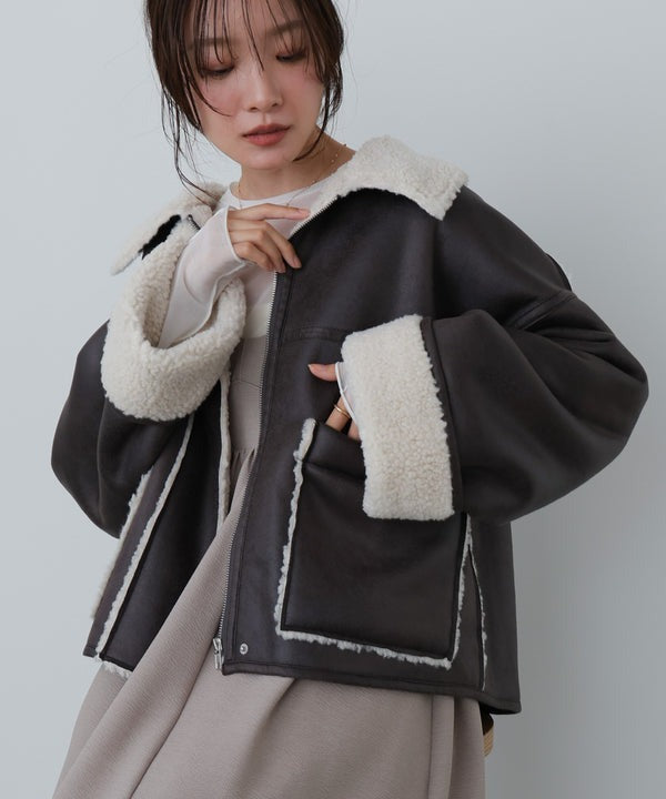 『預訂』日本 Bab 仿麂皮絨 x 羊羔毛短版外套