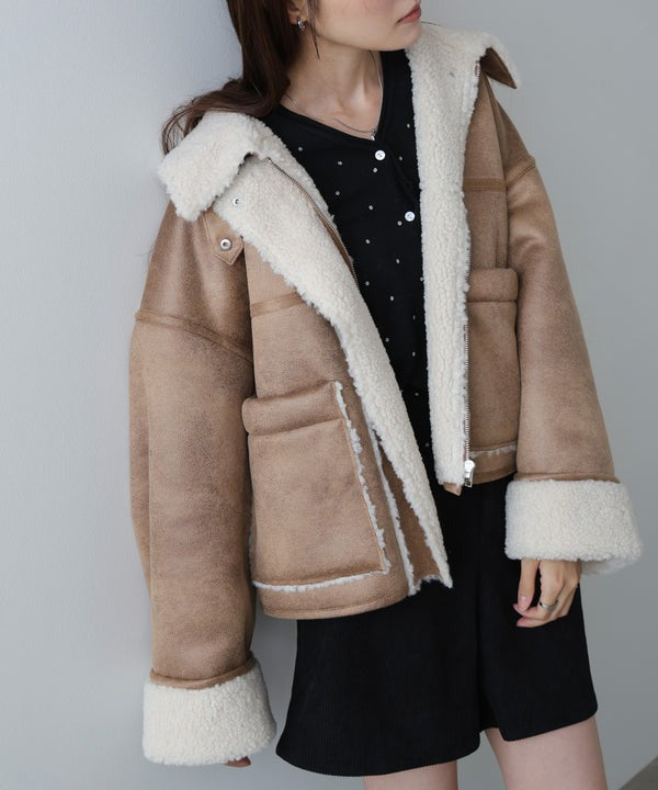 『預訂』日本 Bab 仿麂皮絨 x 羊羔毛短版外套