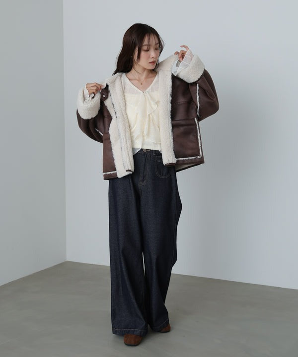 『預訂』日本 Bab 仿麂皮絨 x 羊羔毛短版外套