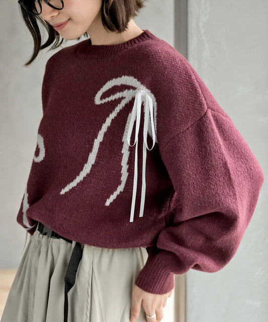 『預訂』日牌 蝴蝶結針織套頭衫