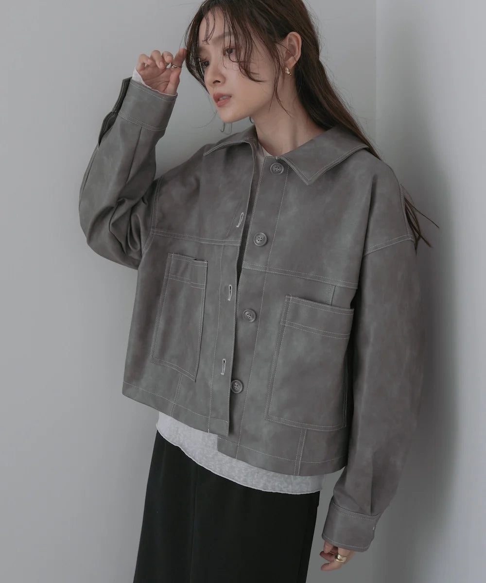 『預訂』日本 Bab 合成皮革明線外套