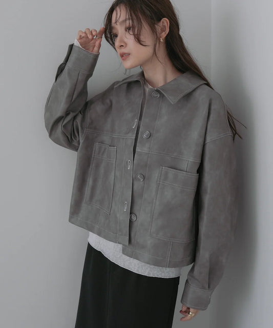 『預訂』日本 Bab 合成皮革明線外套