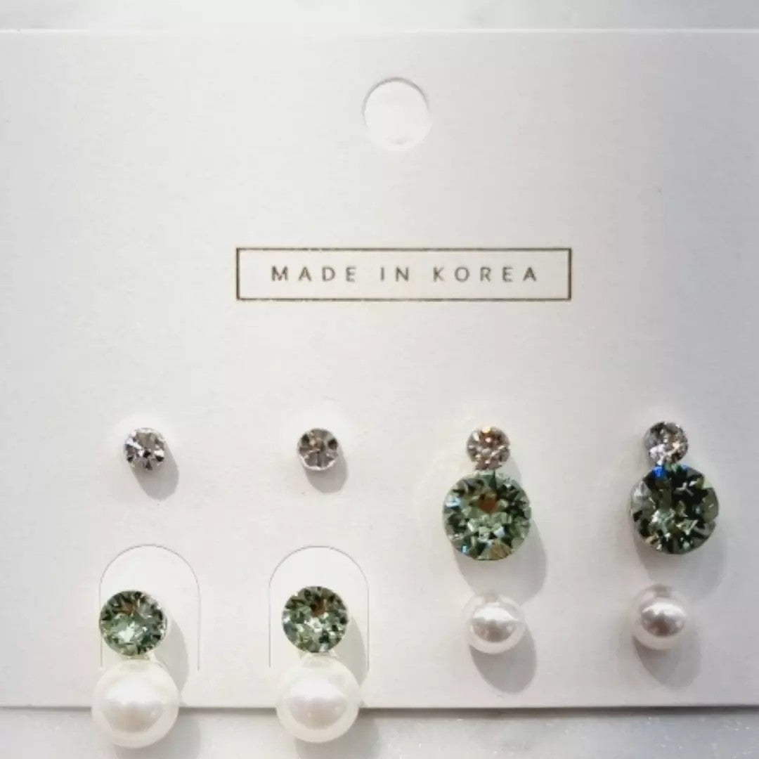 SE005 [ Swarovski ] Crystal & Pearl Earring Set