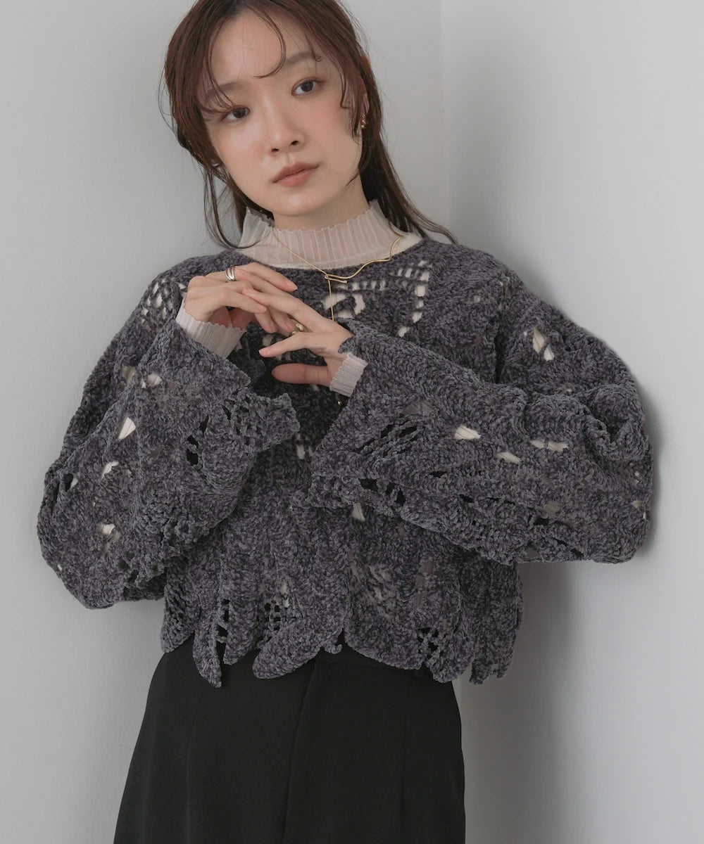 『預訂』日本 Bab 毛絨鉤針短上衣