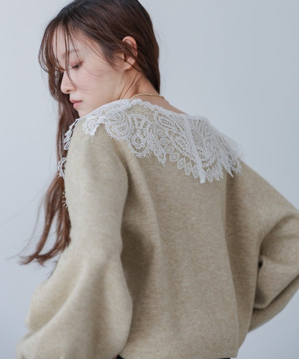 『預訂』日本 Bab 蕾絲領短款針織外套
