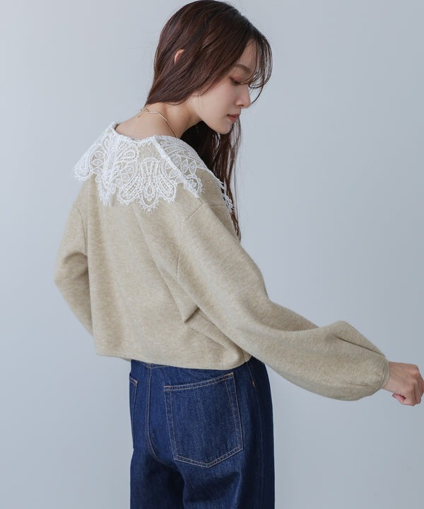 『預訂』日本 Bab 蕾絲領短款針織外套